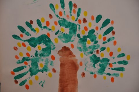Parsha Craft: Shoftim. Handprint Trees